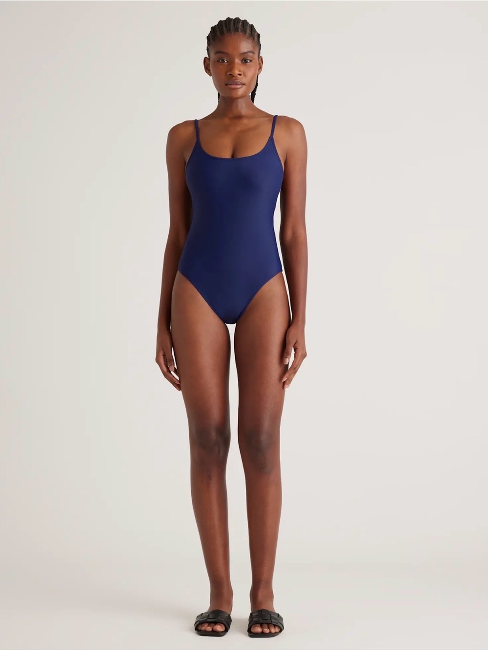 Quince Italian One Piece Cami Swimsuit in Navy, Small  y929
